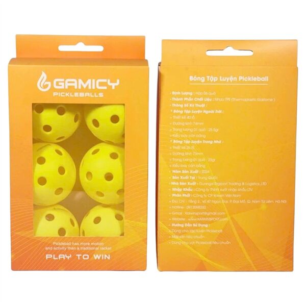 Bóng Pickleball Gamicy PG26L Indoor (Hộp 6 Quả)